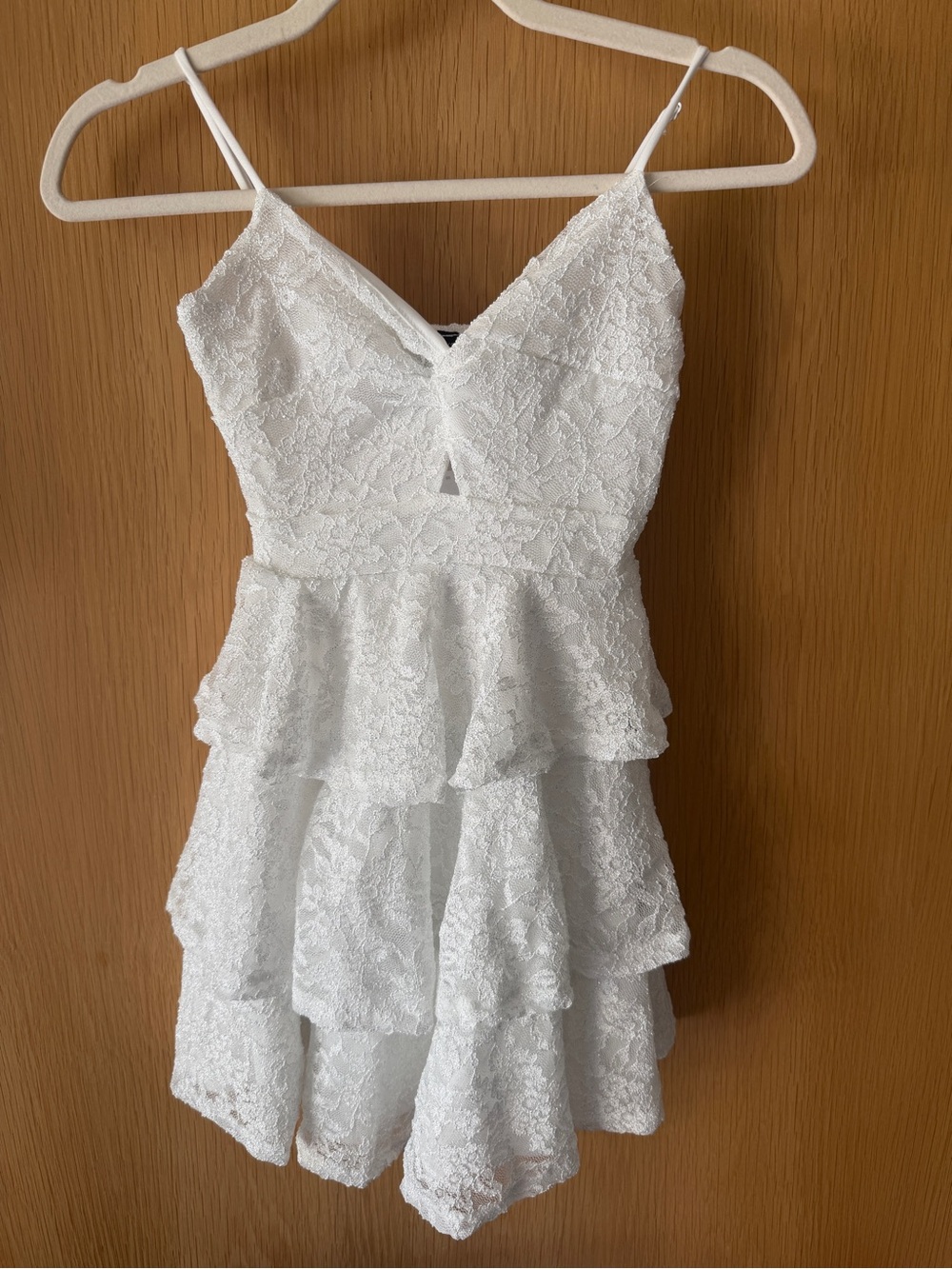 Windsor White Lace Tiered Spaghetti Strap Dress